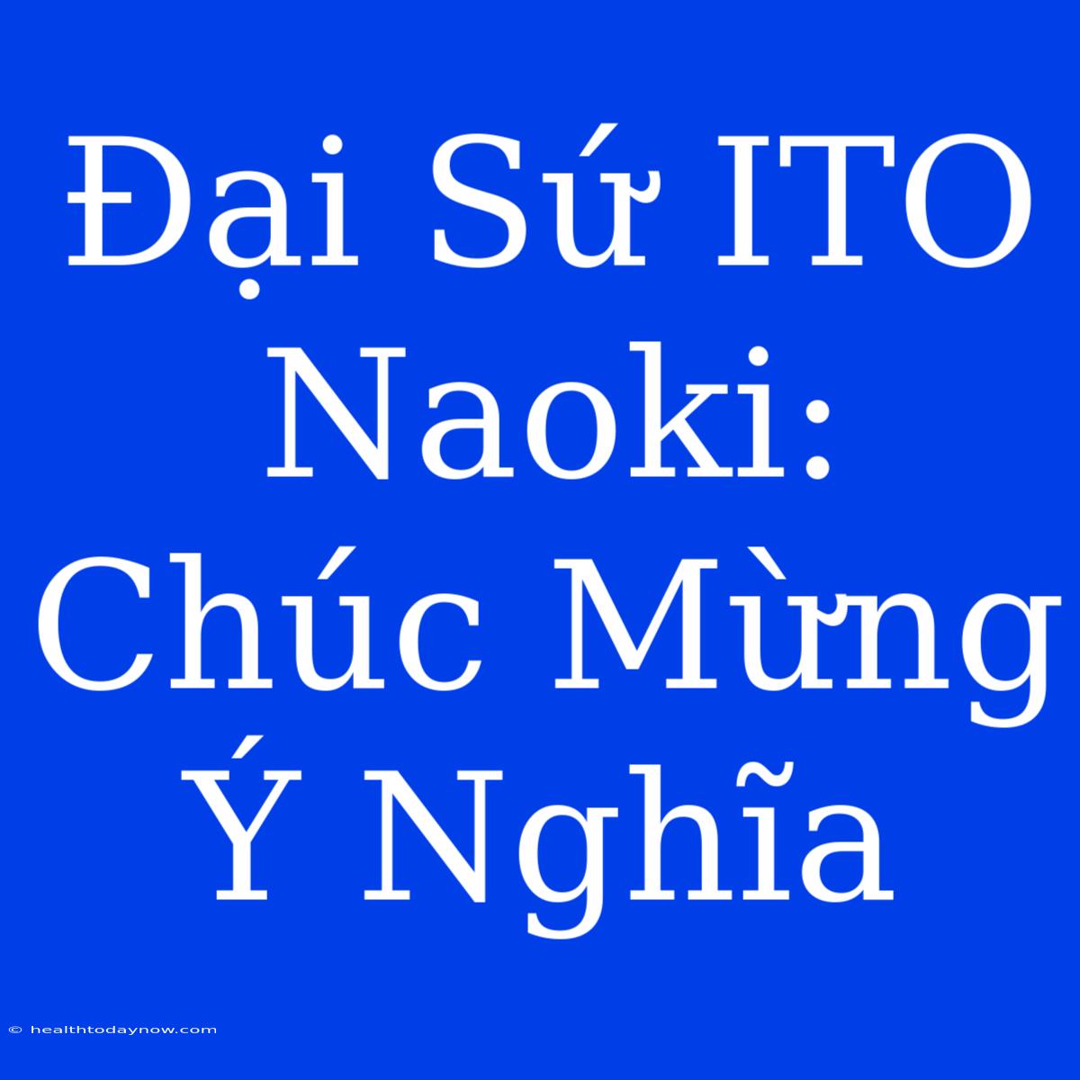 Đại Sứ ITO Naoki: Chúc Mừng Ý Nghĩa