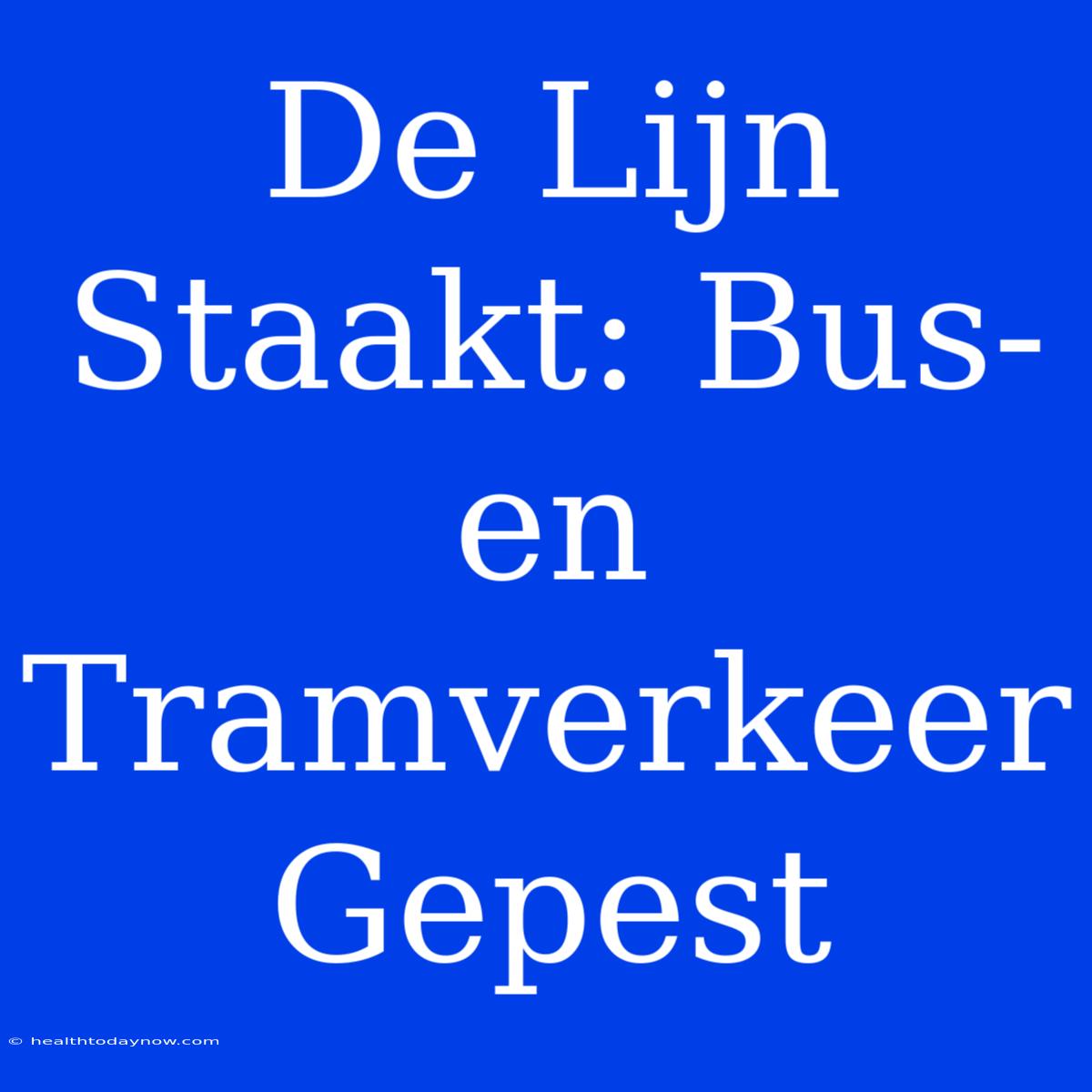 De Lijn Staakt: Bus- En Tramverkeer Gepest