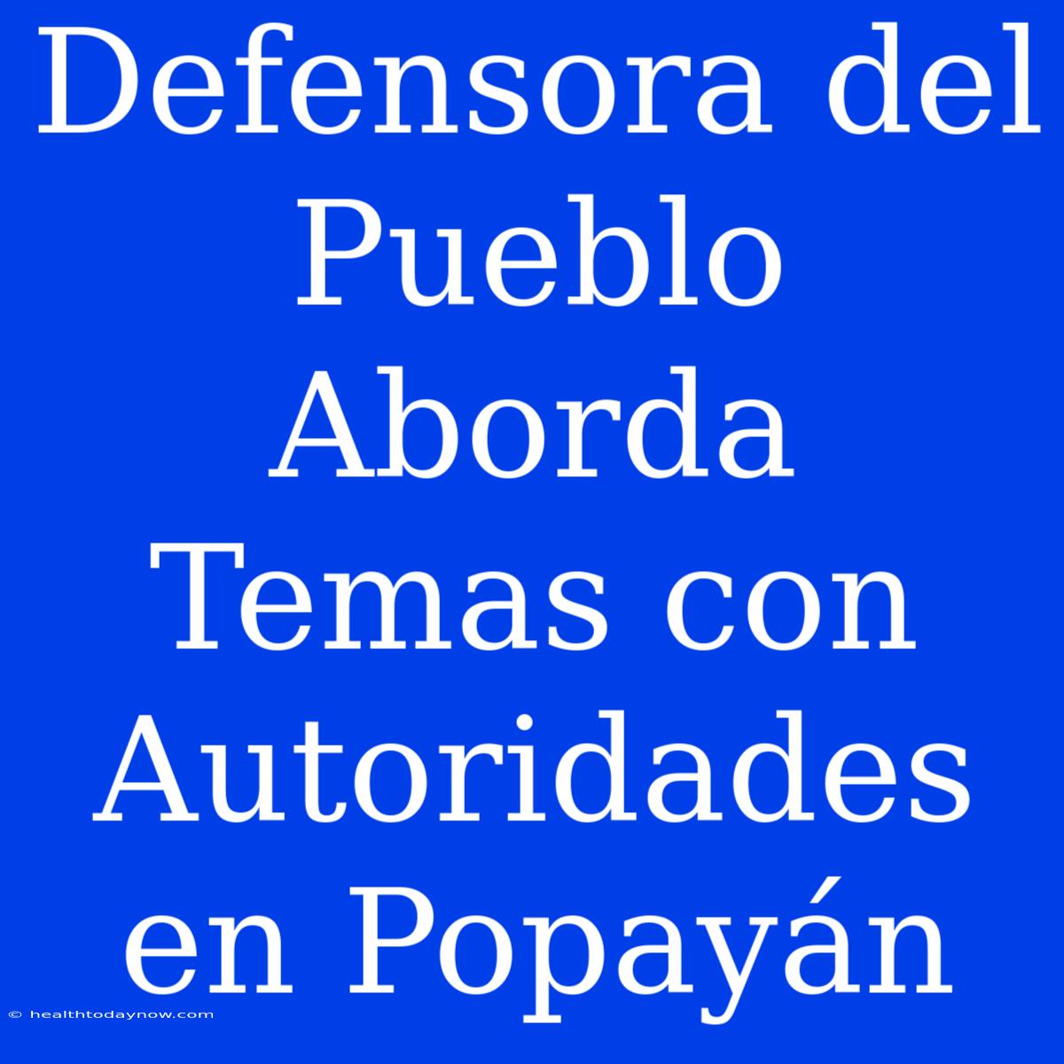 Defensora Del Pueblo Aborda Temas Con Autoridades En Popayán