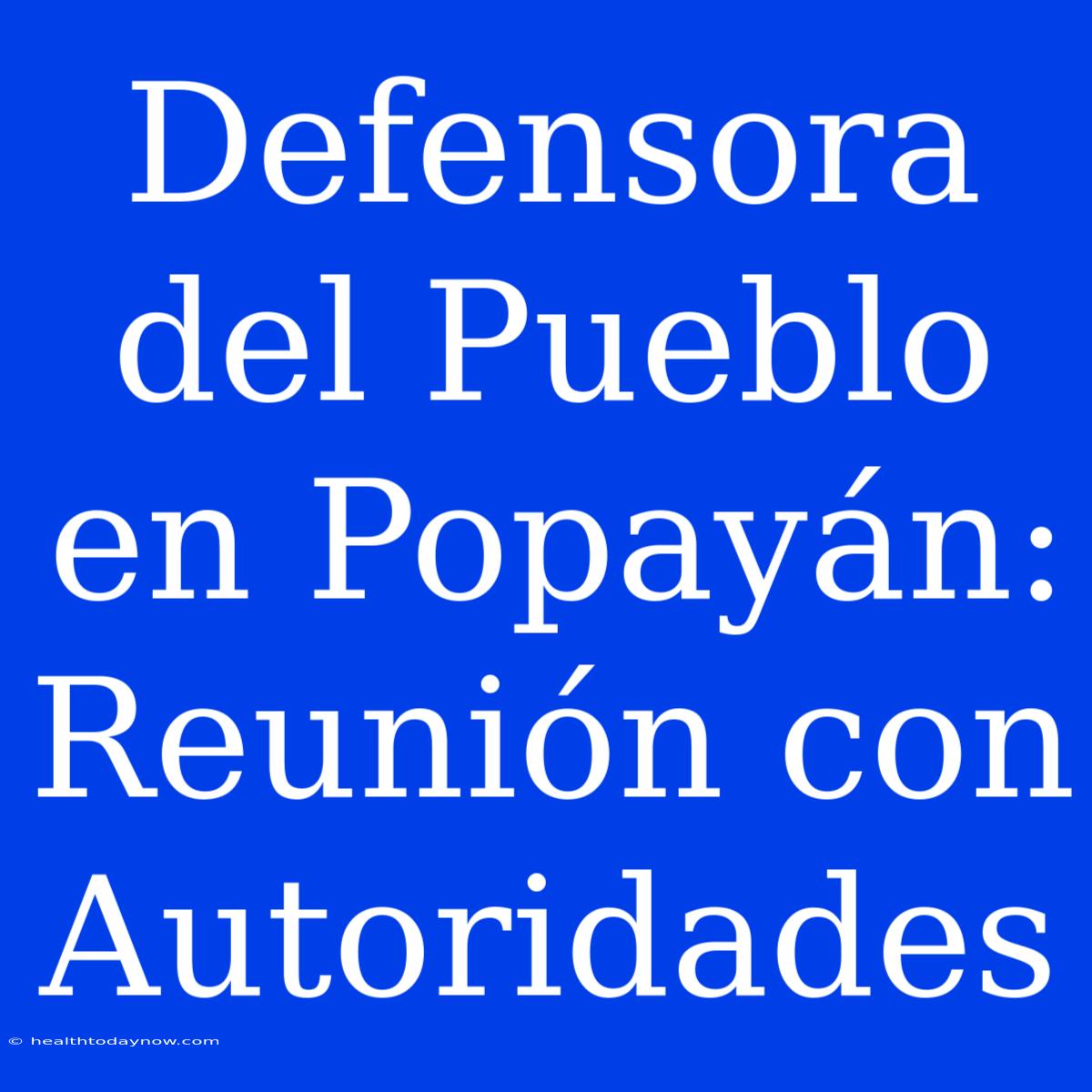 Defensora Del Pueblo En Popayán: Reunión Con Autoridades