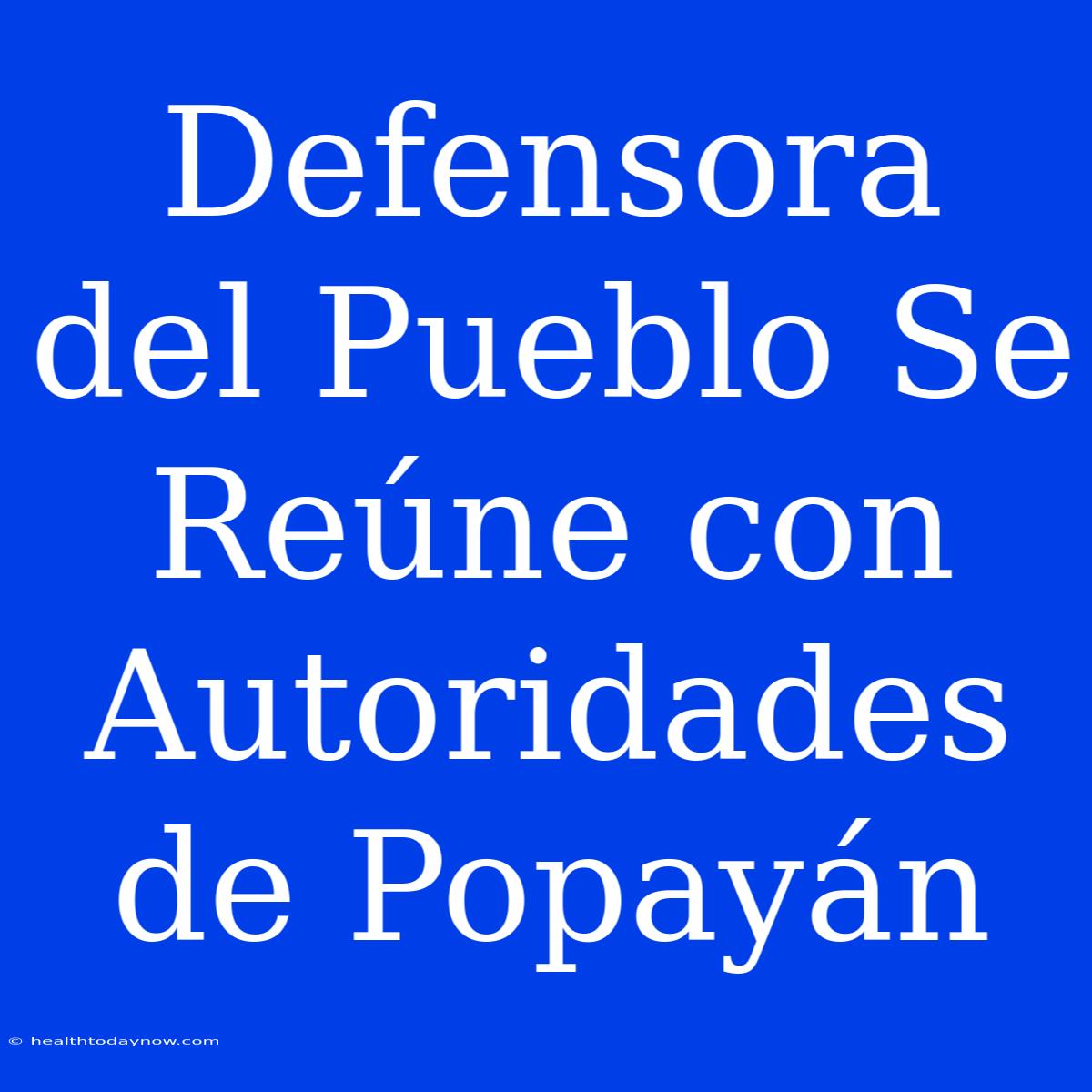 Defensora Del Pueblo Se Reúne Con Autoridades De Popayán