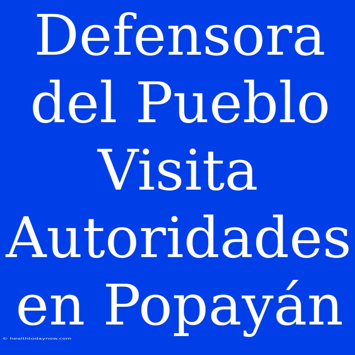 Defensora Del Pueblo Visita Autoridades En Popayán