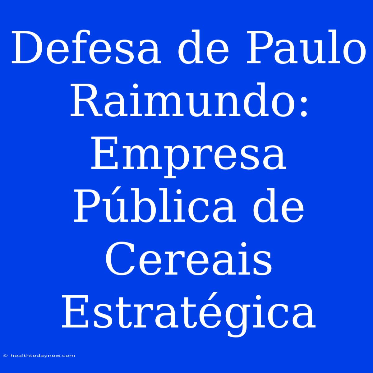 Defesa De Paulo Raimundo: Empresa Pública De Cereais Estratégica