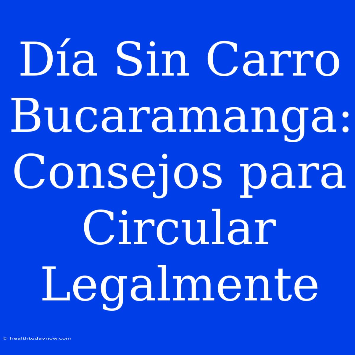 Día Sin Carro Bucaramanga: Consejos Para Circular Legalmente