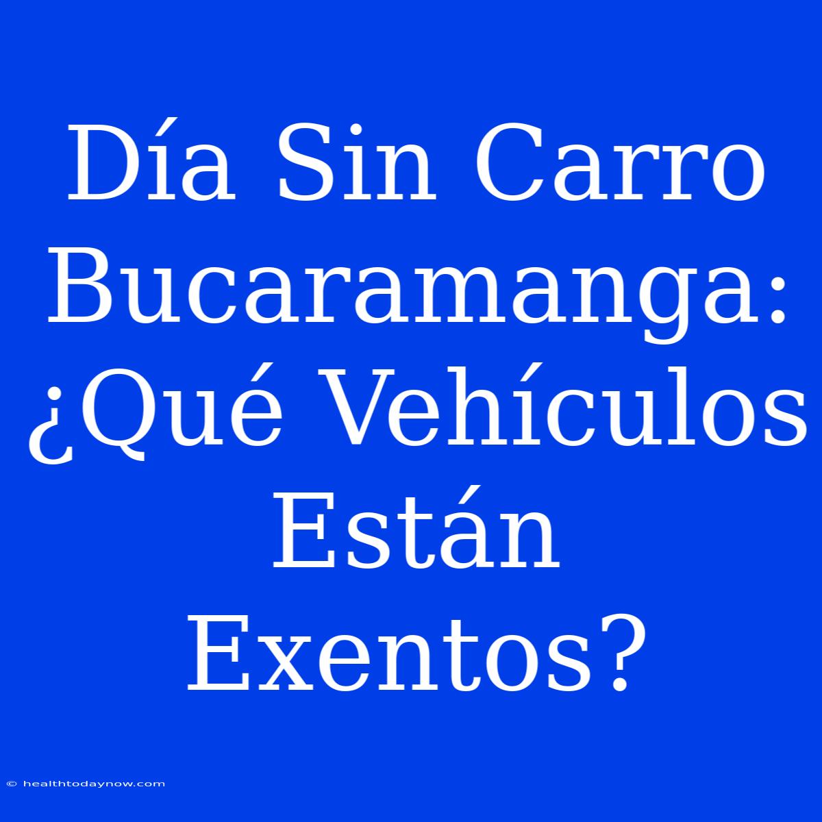 Día Sin Carro Bucaramanga:  ¿Qué Vehículos Están Exentos?