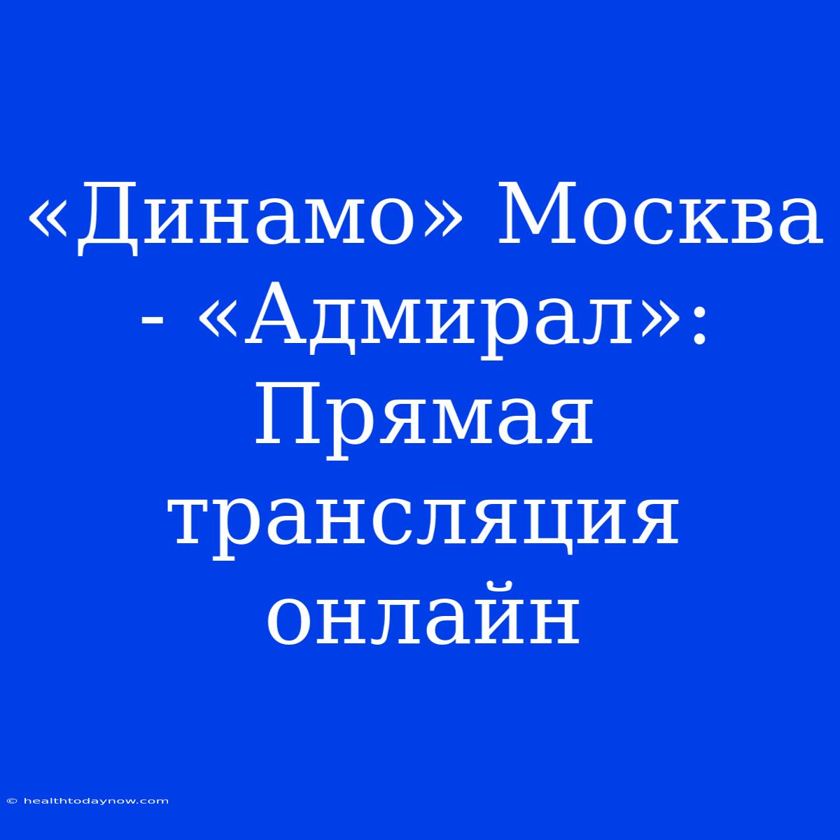 «Динамо» Москва - «Адмирал»: Прямая Трансляция Онлайн