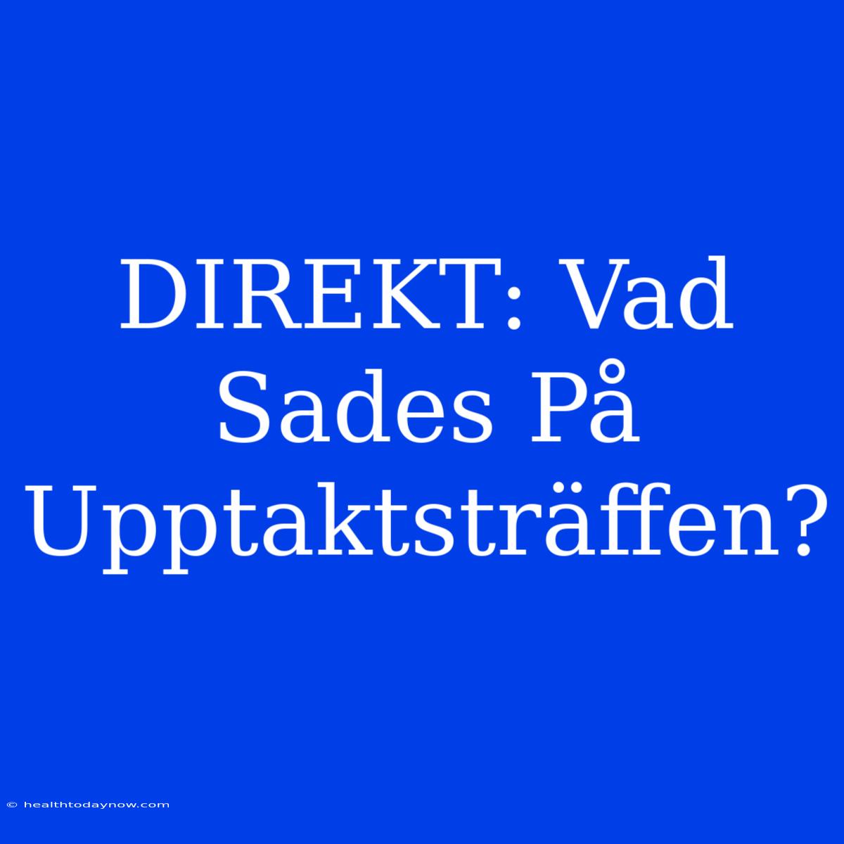 DIREKT: Vad Sades På Upptaktsträffen?