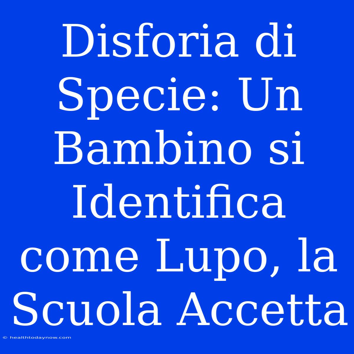 Disforia Di Specie: Un Bambino Si Identifica Come Lupo, La Scuola Accetta