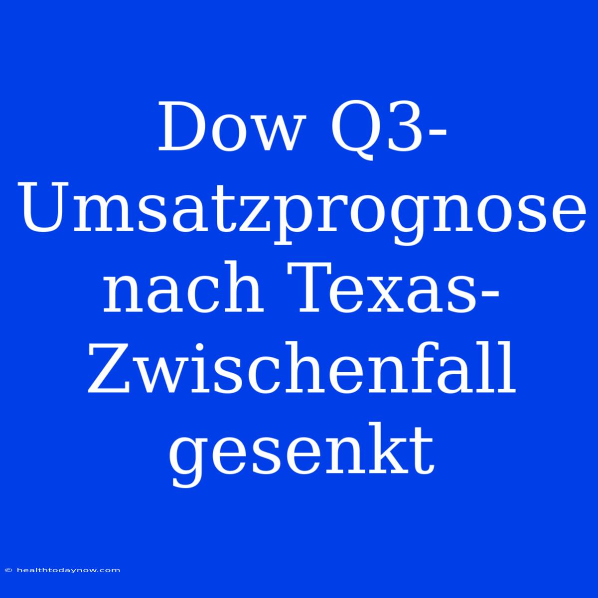 Dow Q3-Umsatzprognose Nach Texas-Zwischenfall Gesenkt