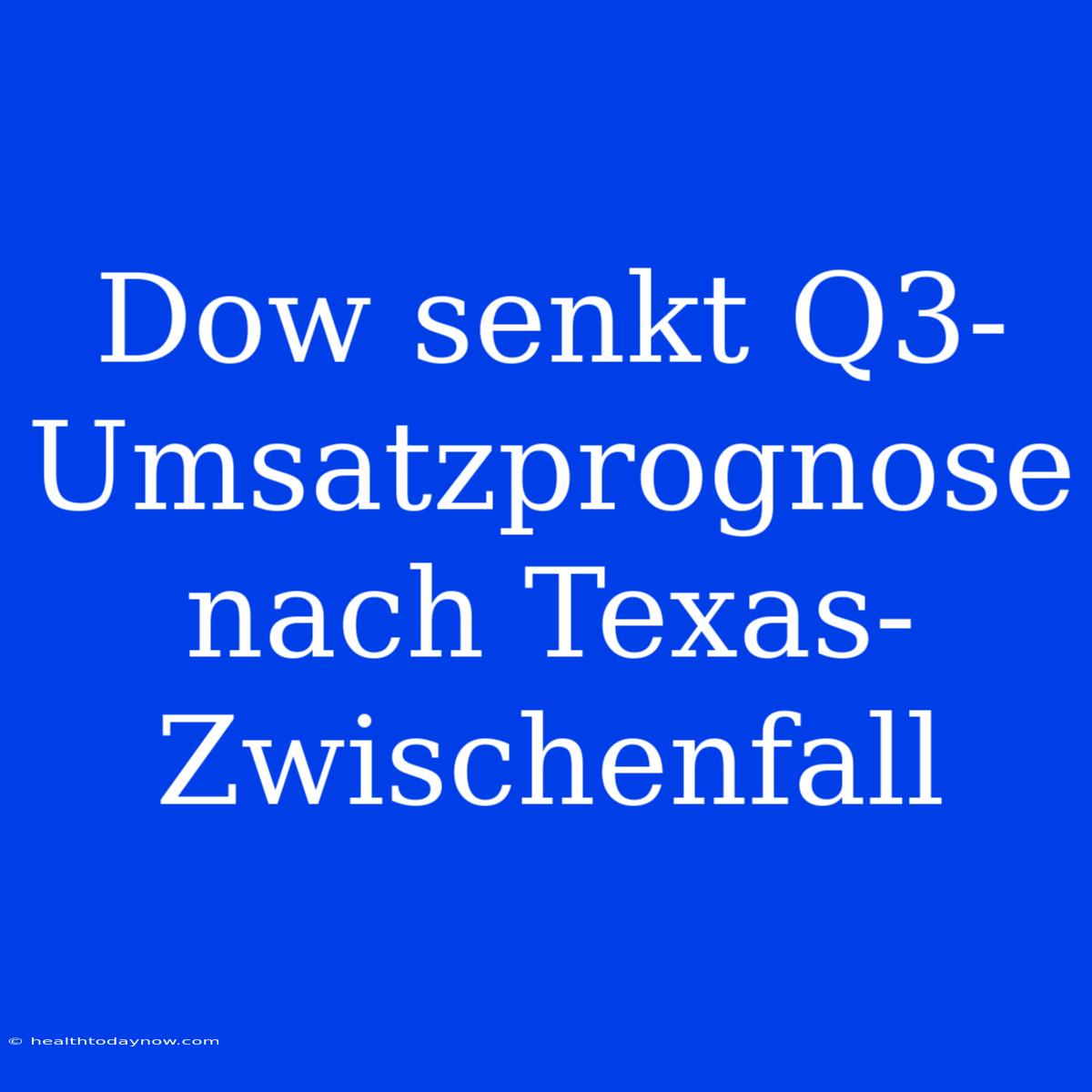 Dow Senkt Q3-Umsatzprognose Nach Texas-Zwischenfall