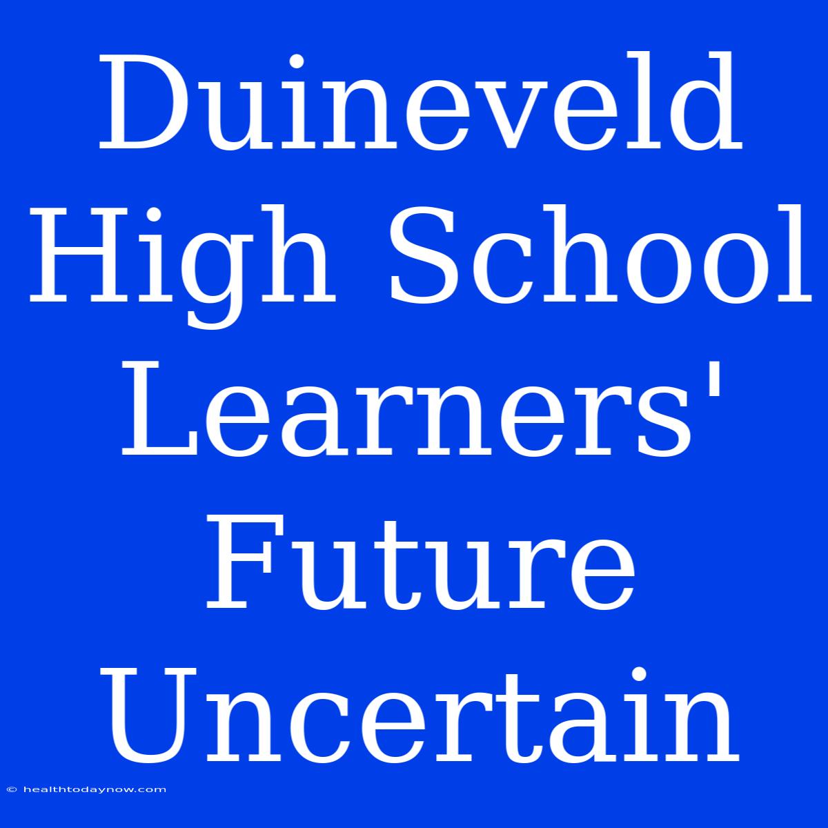 Duineveld High School Learners' Future Uncertain 