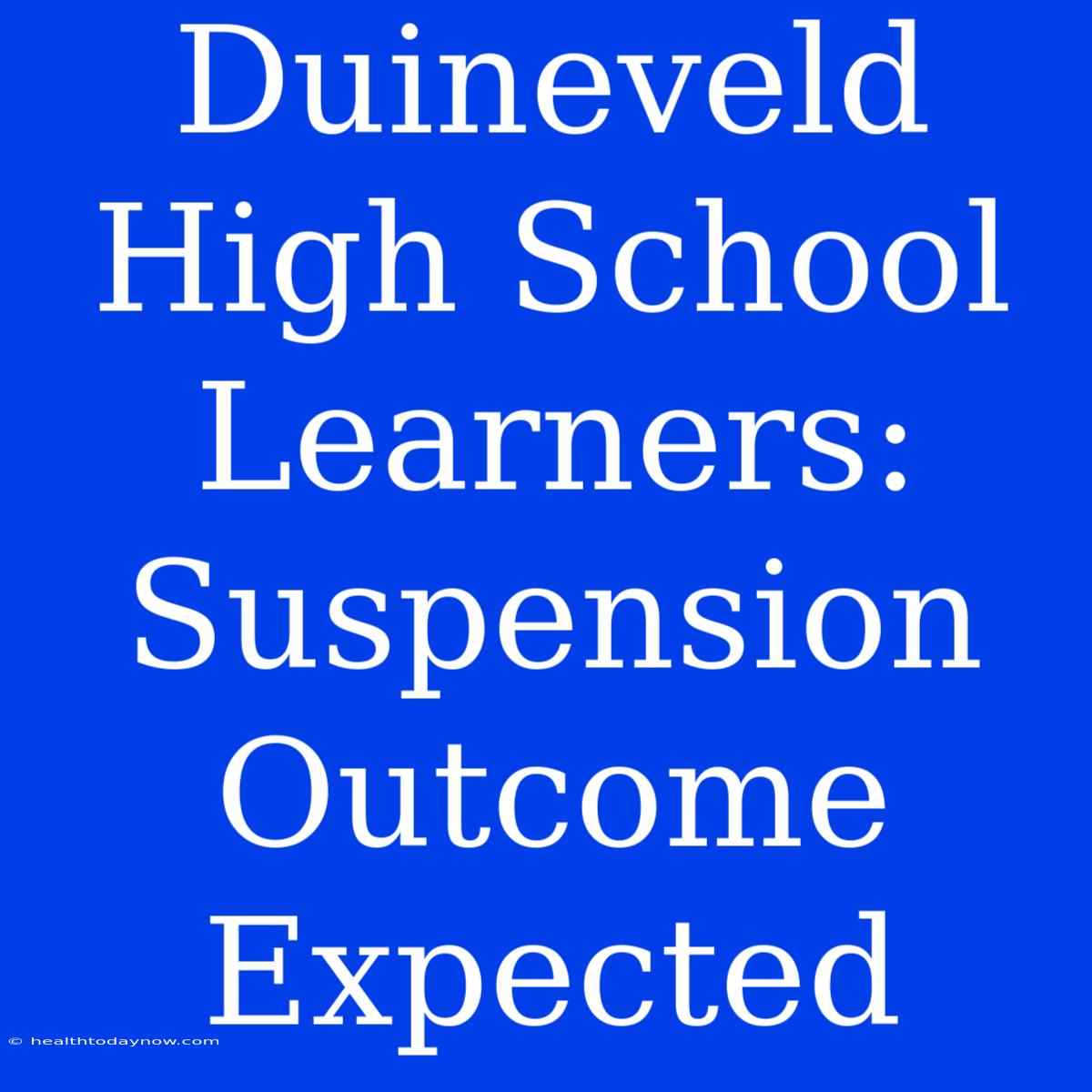 Duineveld High School Learners: Suspension Outcome Expected