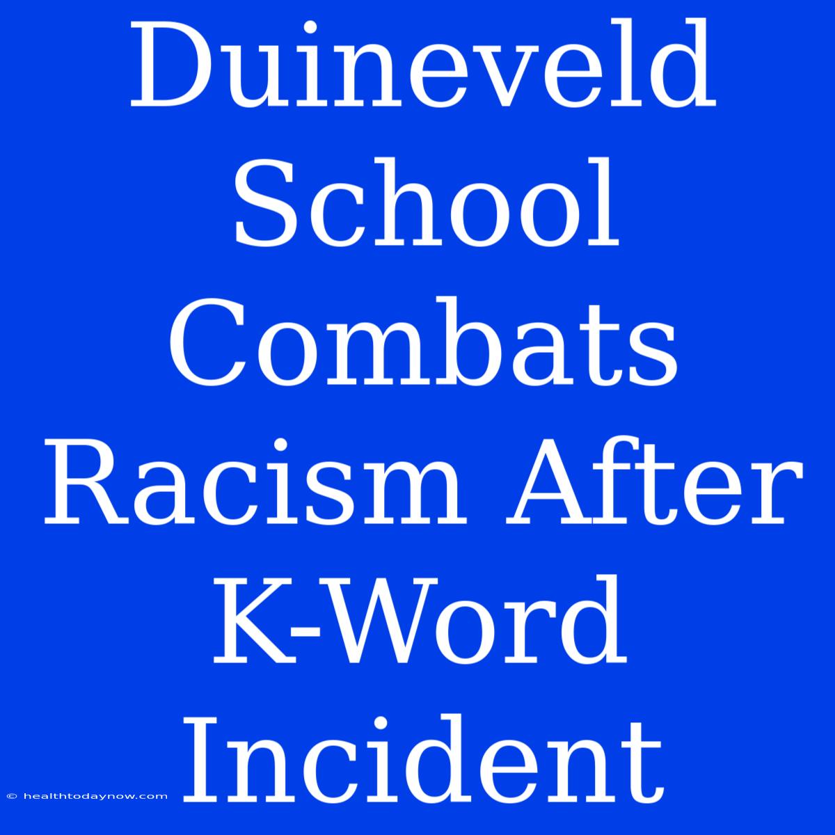 Duineveld School Combats Racism After K-Word Incident