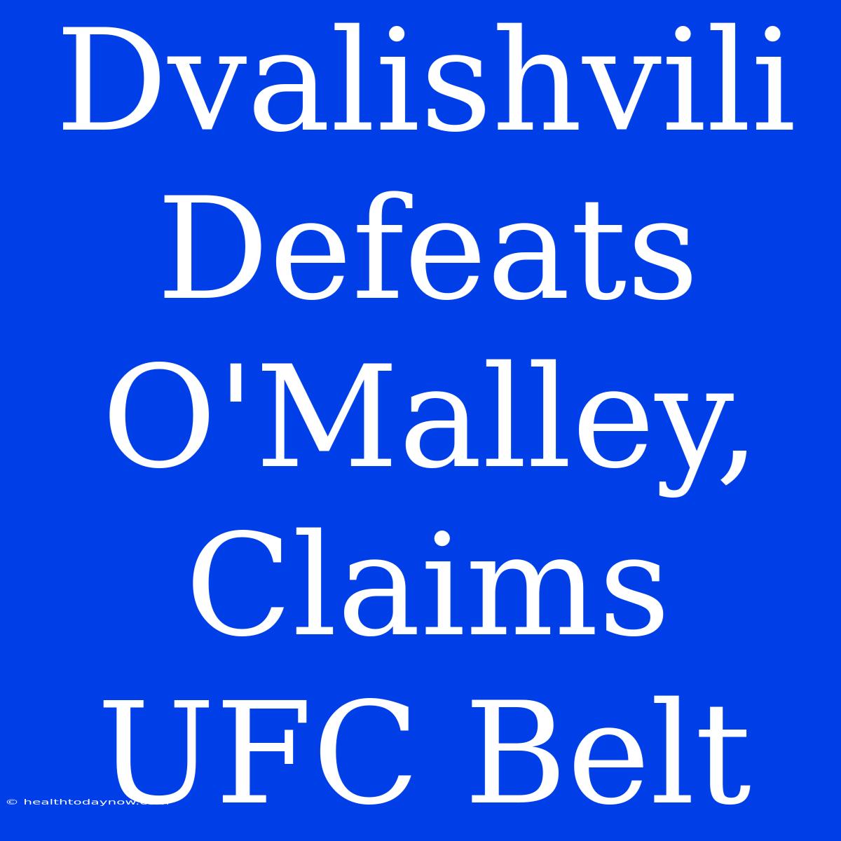 Dvalishvili Defeats O'Malley, Claims UFC Belt