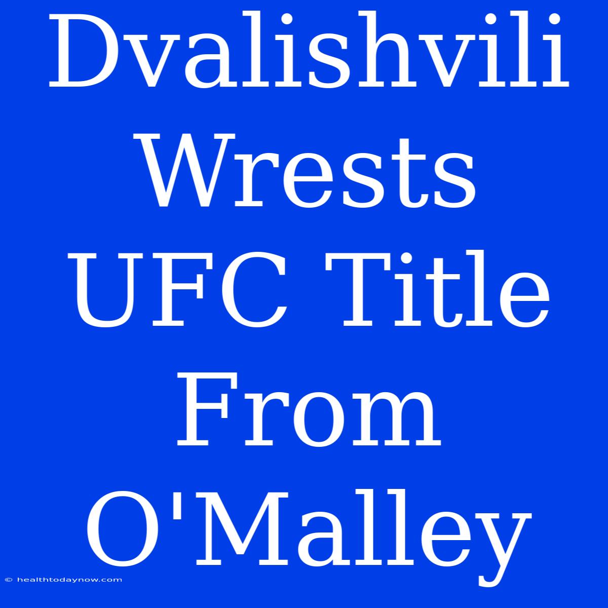 Dvalishvili Wrests UFC Title From O'Malley