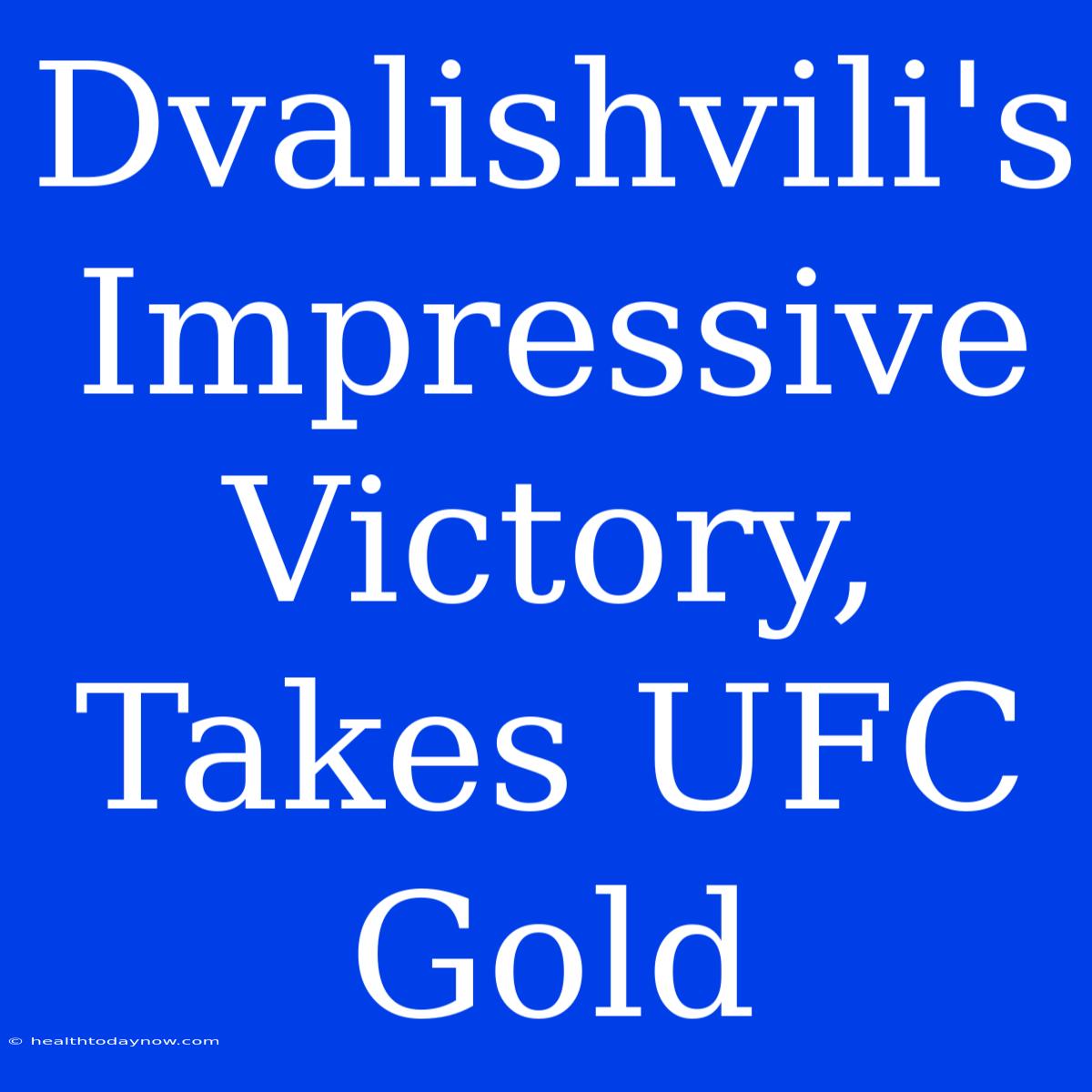 Dvalishvili's Impressive Victory, Takes UFC Gold