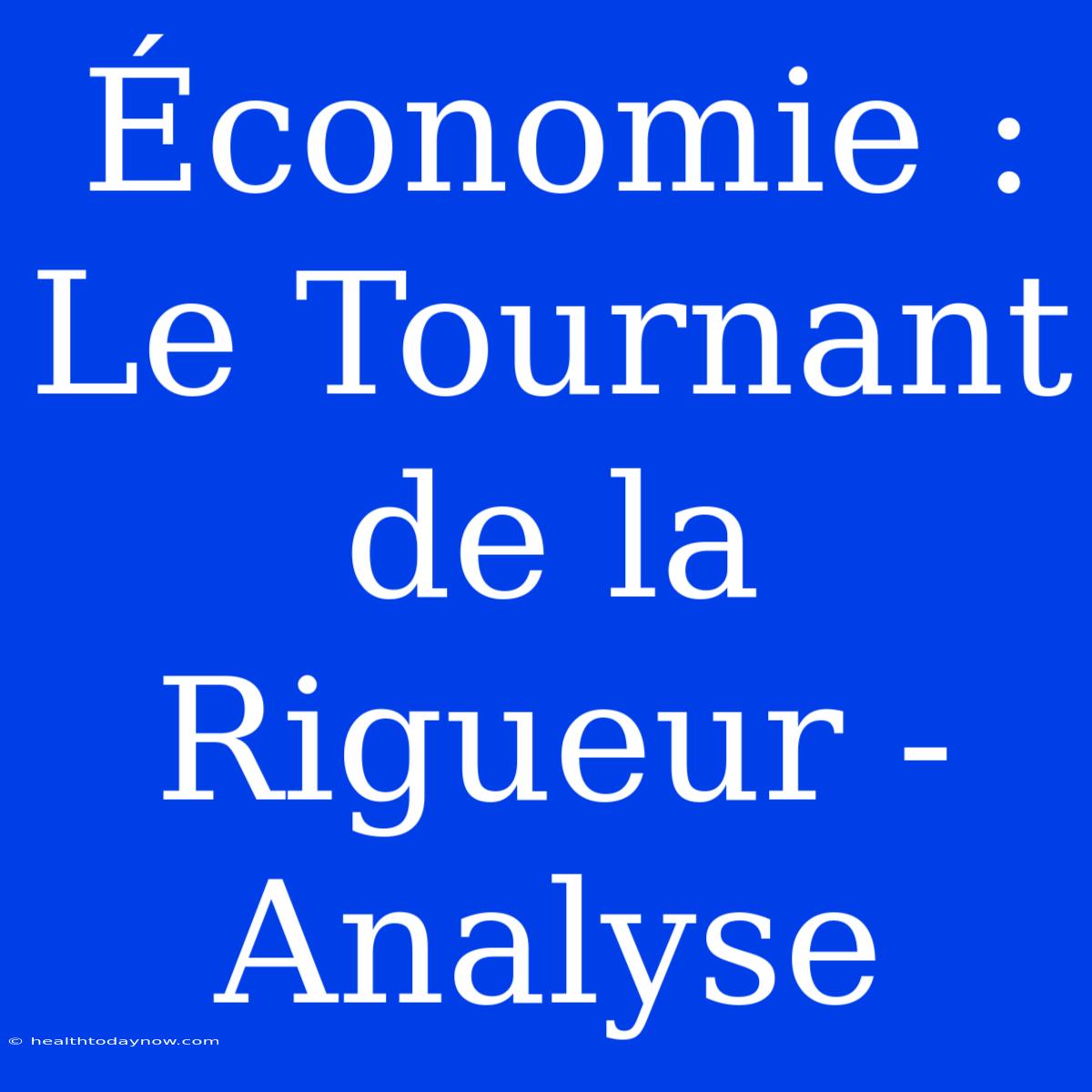 Économie : Le Tournant De La Rigueur - Analyse