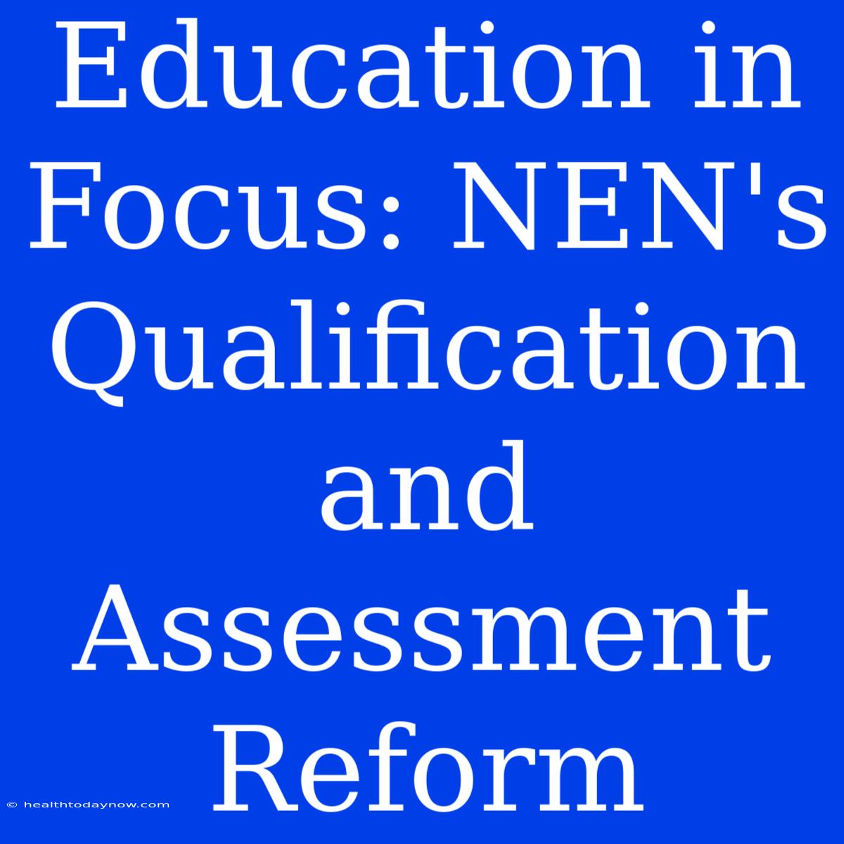 Education In Focus: NEN's Qualification And Assessment Reform 