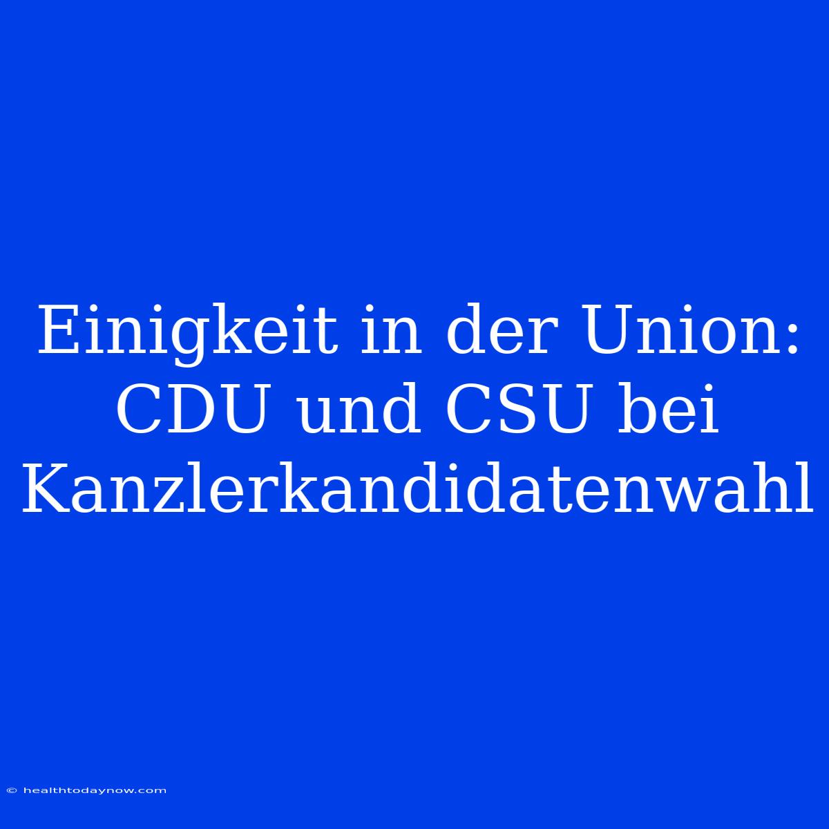 Einigkeit In Der Union: CDU Und CSU Bei Kanzlerkandidatenwahl