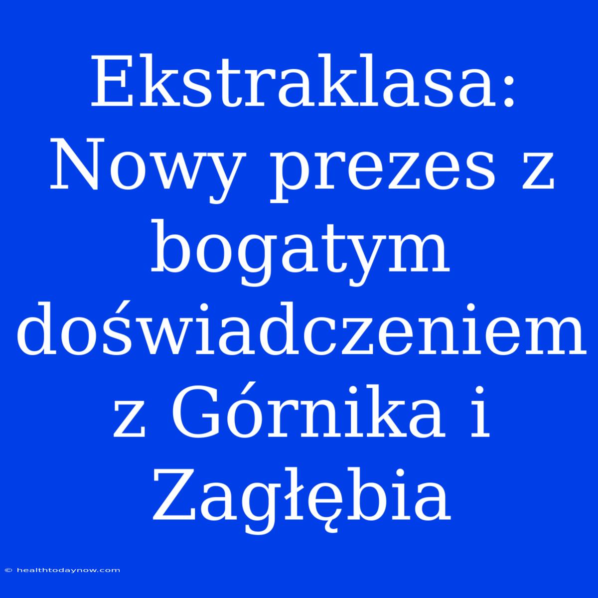 Ekstraklasa: Nowy Prezes Z Bogatym Doświadczeniem Z Górnika I Zagłębia