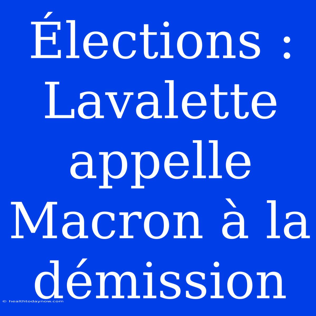 Élections : Lavalette Appelle Macron À La Démission