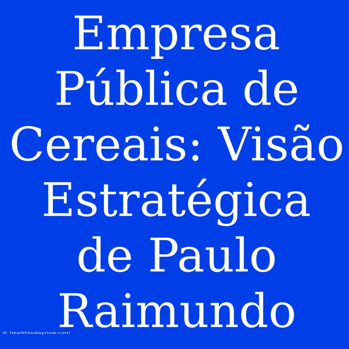 Empresa Pública De Cereais: Visão Estratégica De Paulo Raimundo