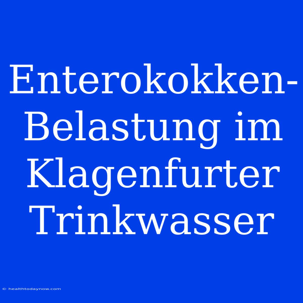 Enterokokken-Belastung Im Klagenfurter Trinkwasser