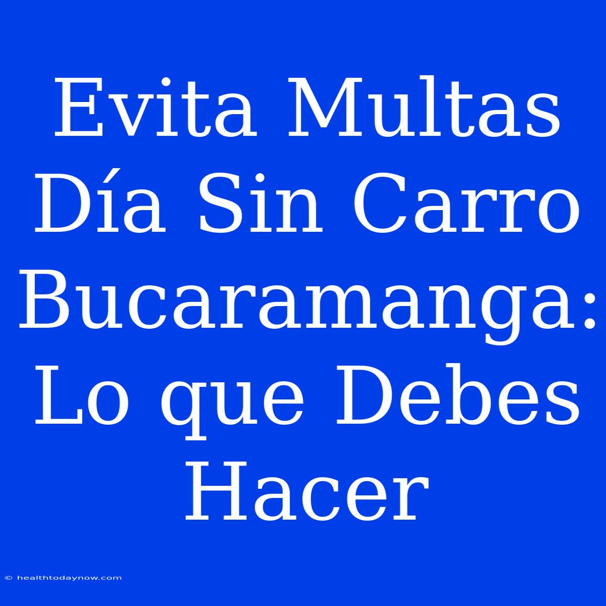 Evita Multas Día Sin Carro Bucaramanga: Lo Que Debes Hacer