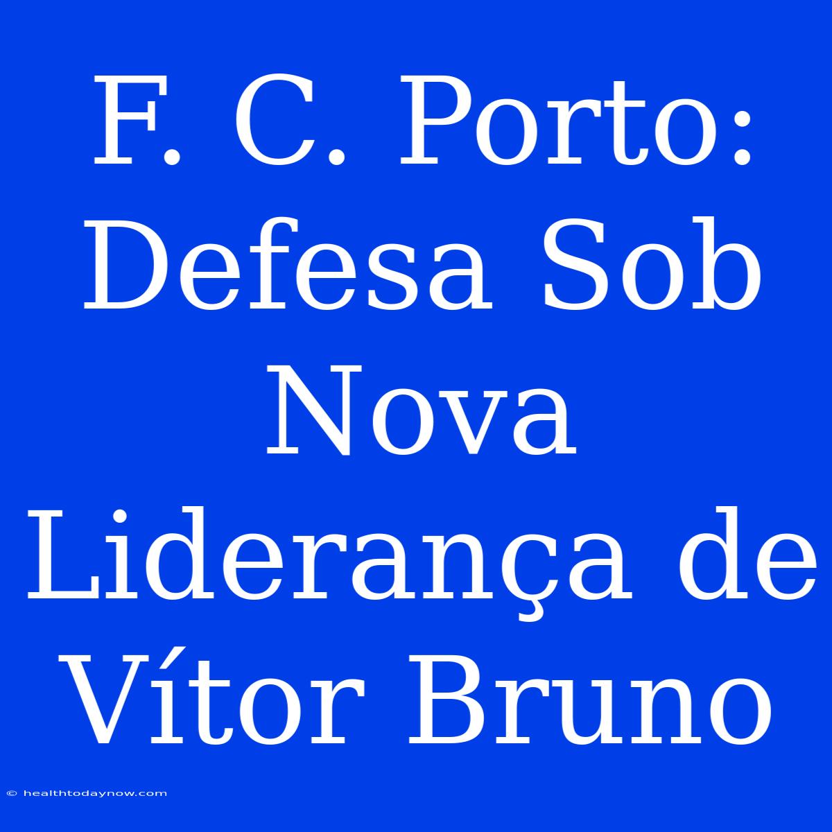 F. C. Porto: Defesa Sob Nova Liderança De Vítor Bruno