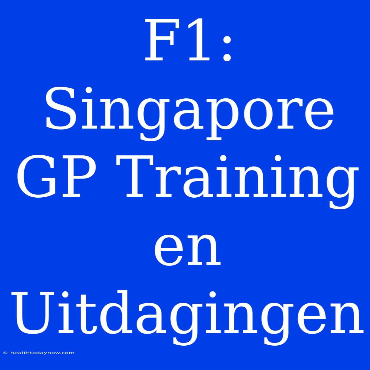 F1: Singapore GP Training En Uitdagingen