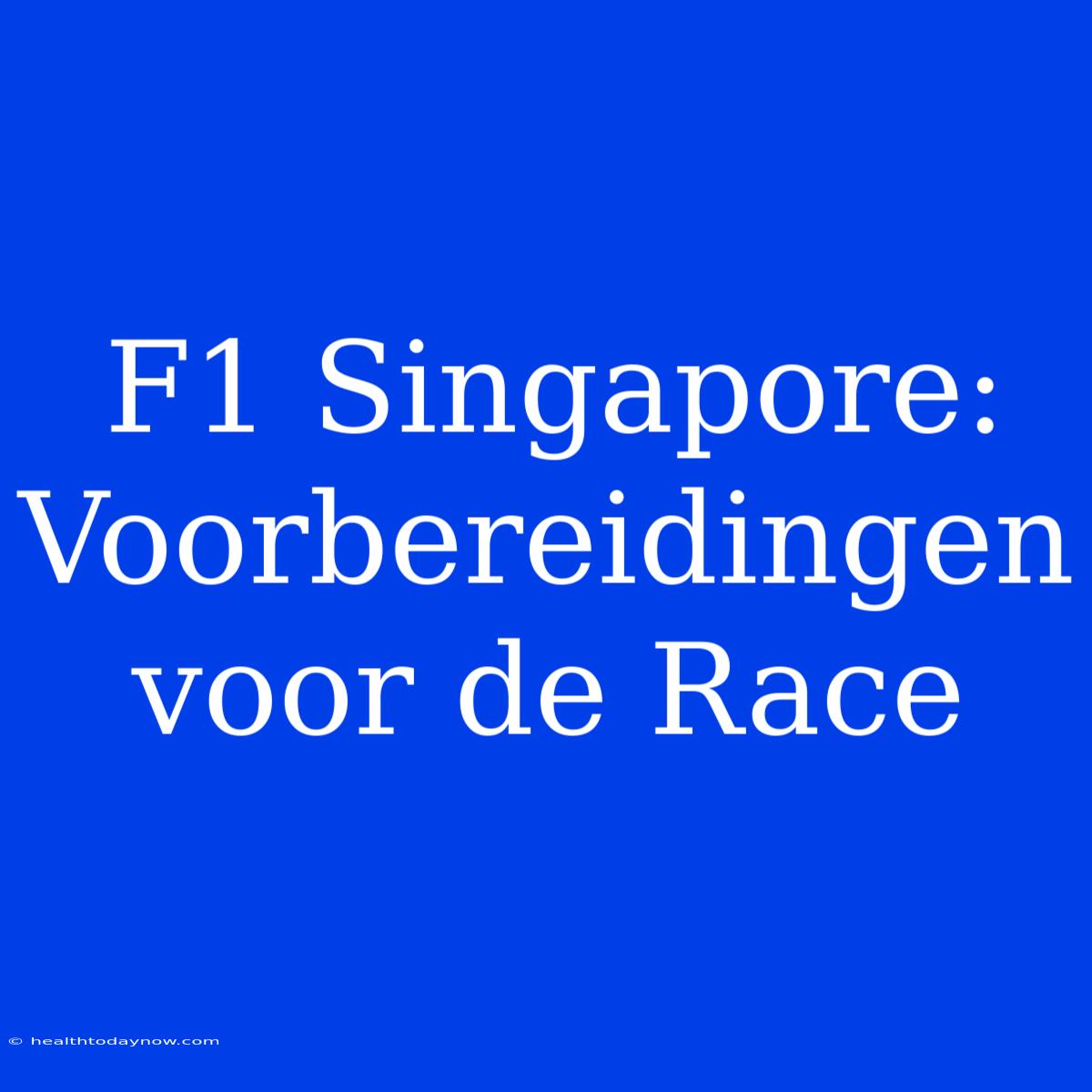 F1 Singapore: Voorbereidingen Voor De Race