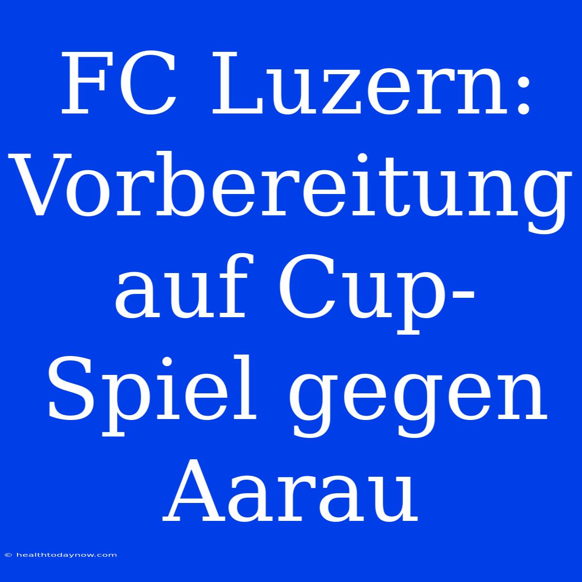 FC Luzern: Vorbereitung Auf Cup-Spiel Gegen Aarau