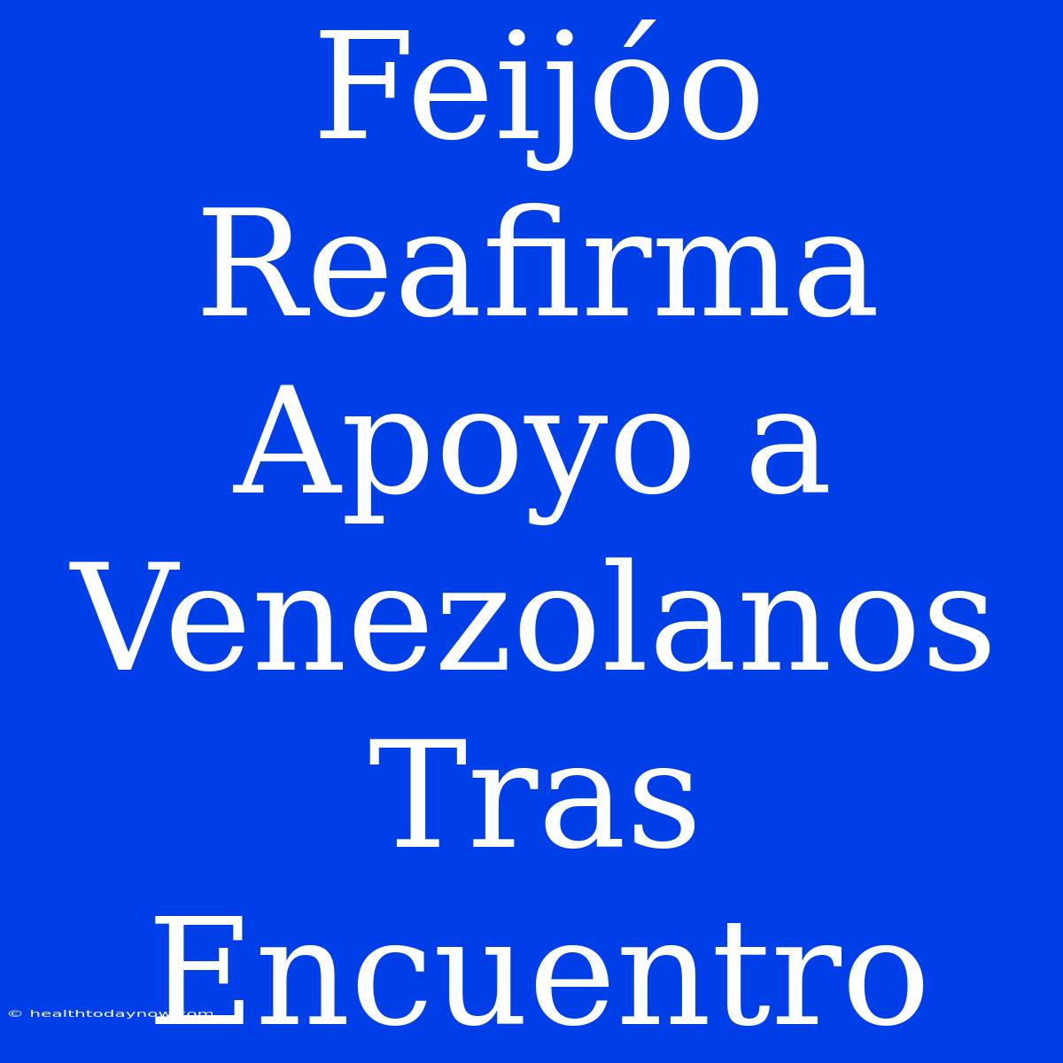 Feijóo Reafirma Apoyo A Venezolanos Tras Encuentro