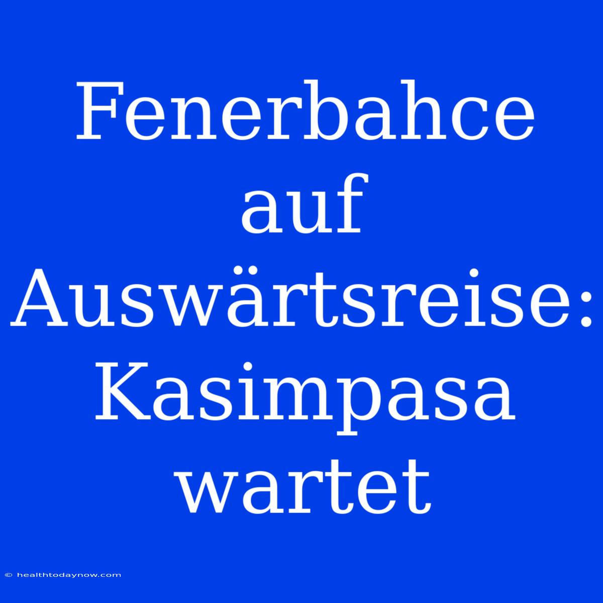 Fenerbahce Auf Auswärtsreise: Kasimpasa Wartet