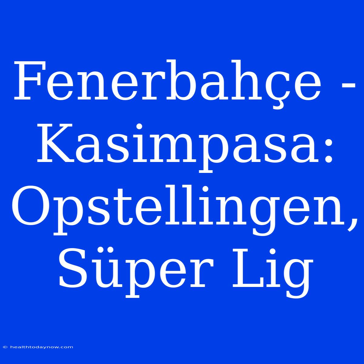 Fenerbahçe - Kasimpasa: Opstellingen, Süper Lig