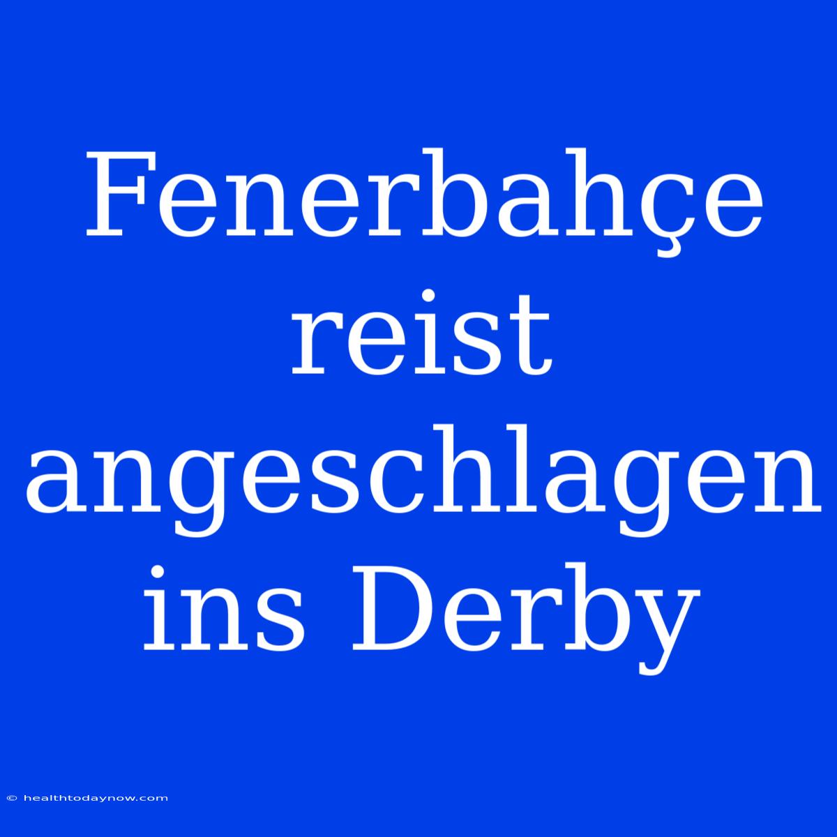 Fenerbahçe Reist Angeschlagen Ins Derby