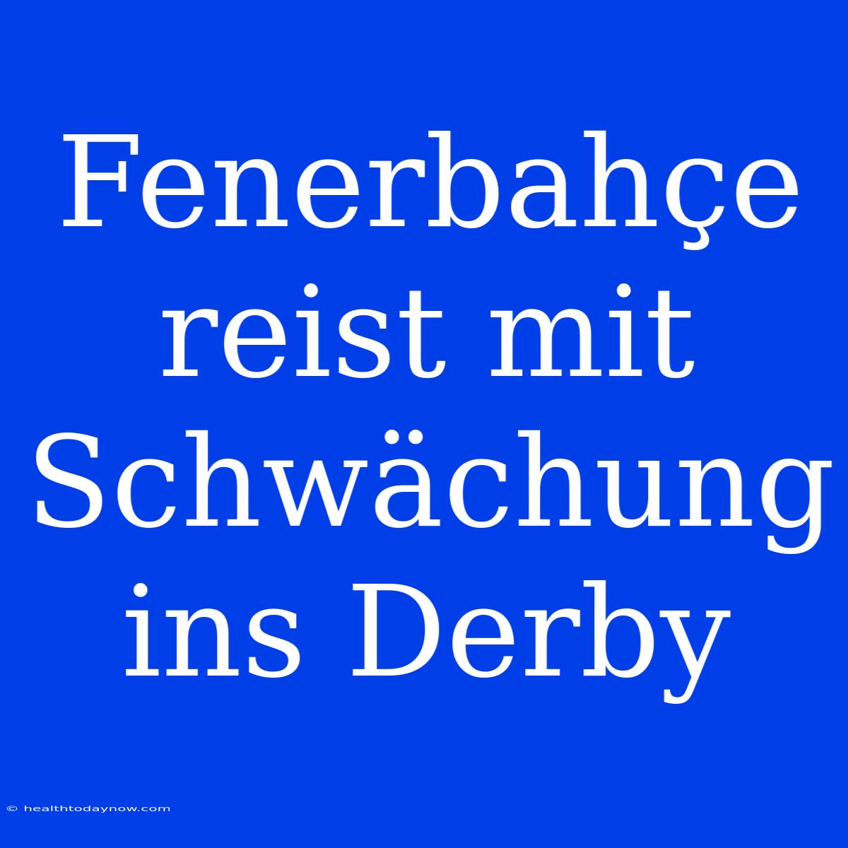 Fenerbahçe Reist Mit Schwächung Ins Derby