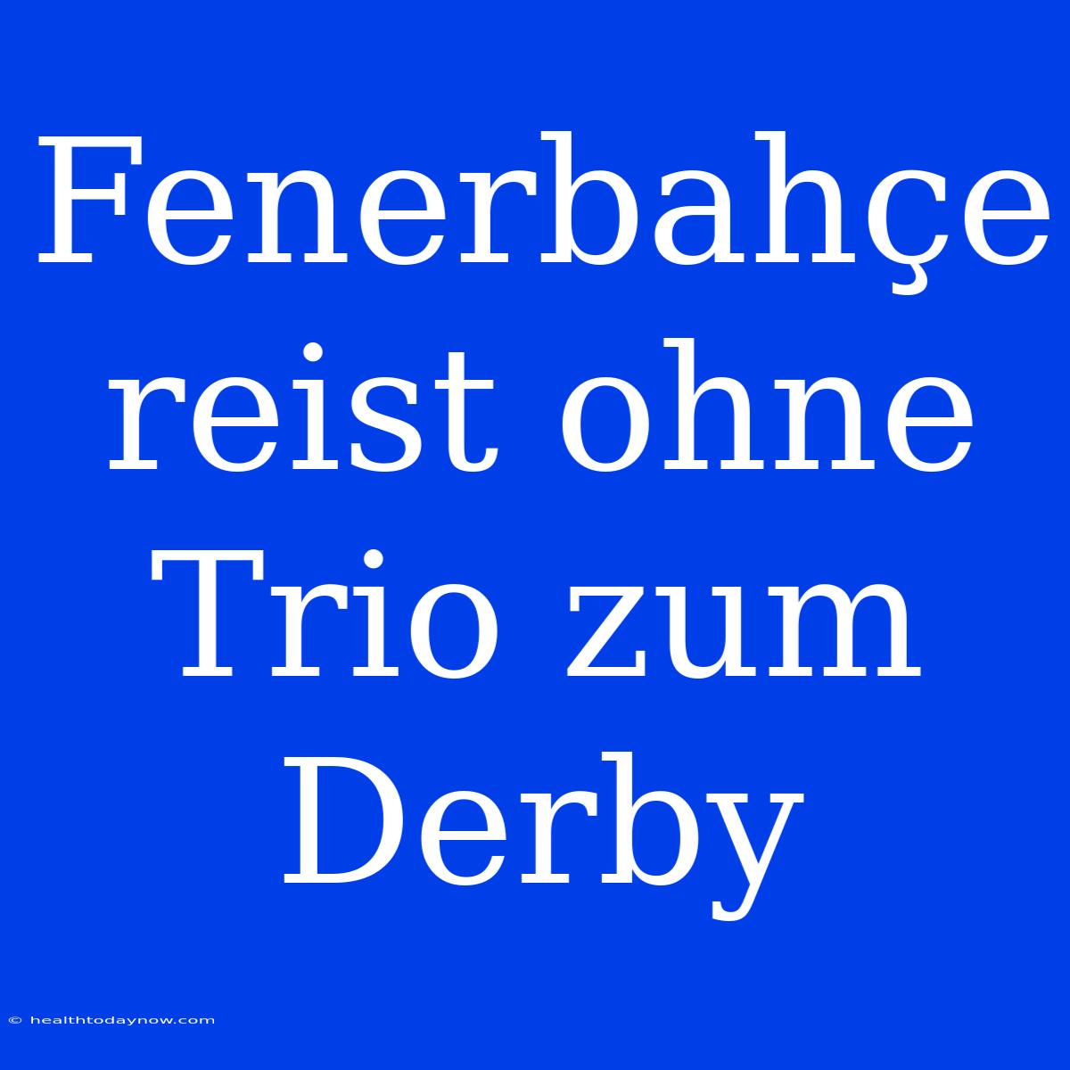 Fenerbahçe Reist Ohne Trio Zum Derby