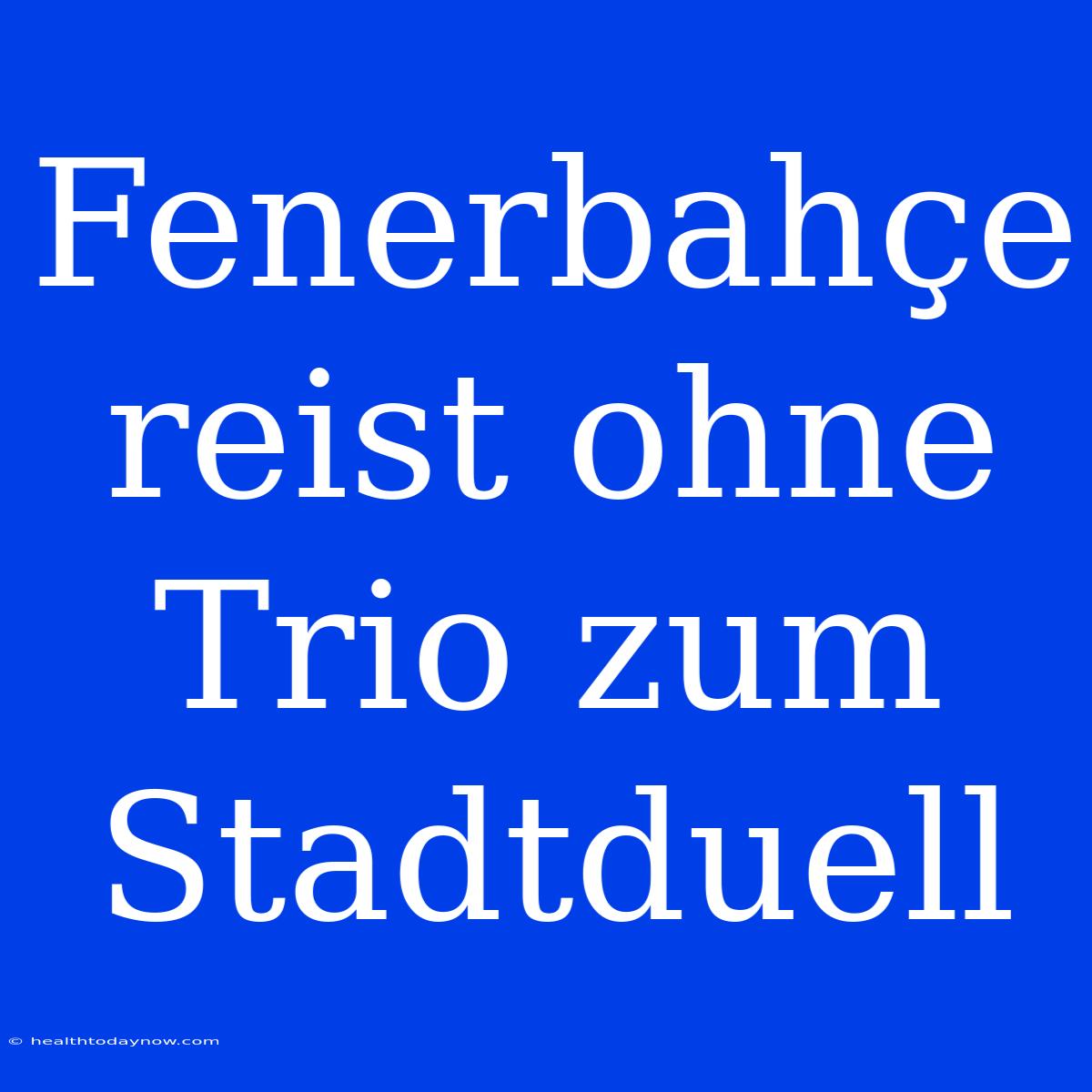 Fenerbahçe Reist Ohne Trio Zum Stadtduell