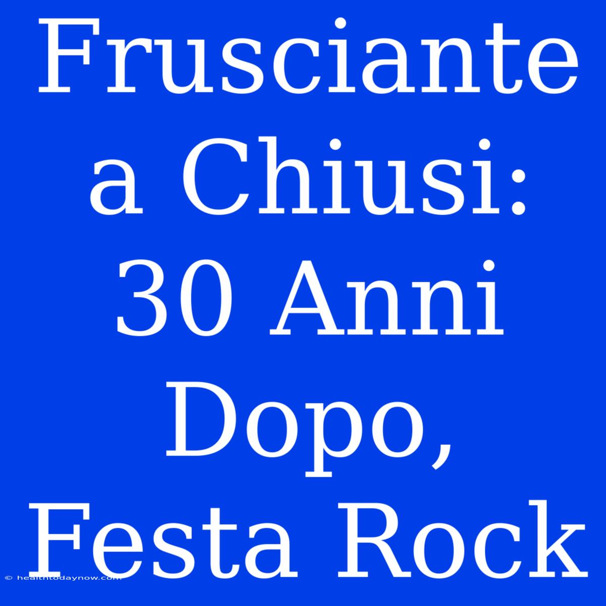 Frusciante A Chiusi: 30 Anni Dopo, Festa Rock