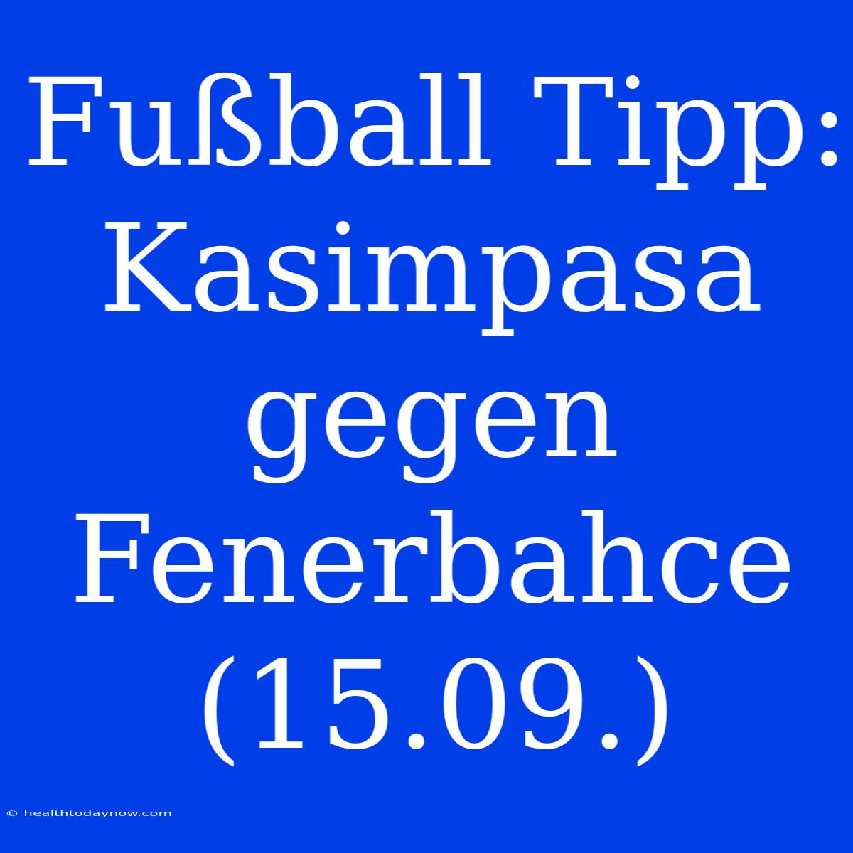 Fußball Tipp: Kasimpasa Gegen Fenerbahce (15.09.)