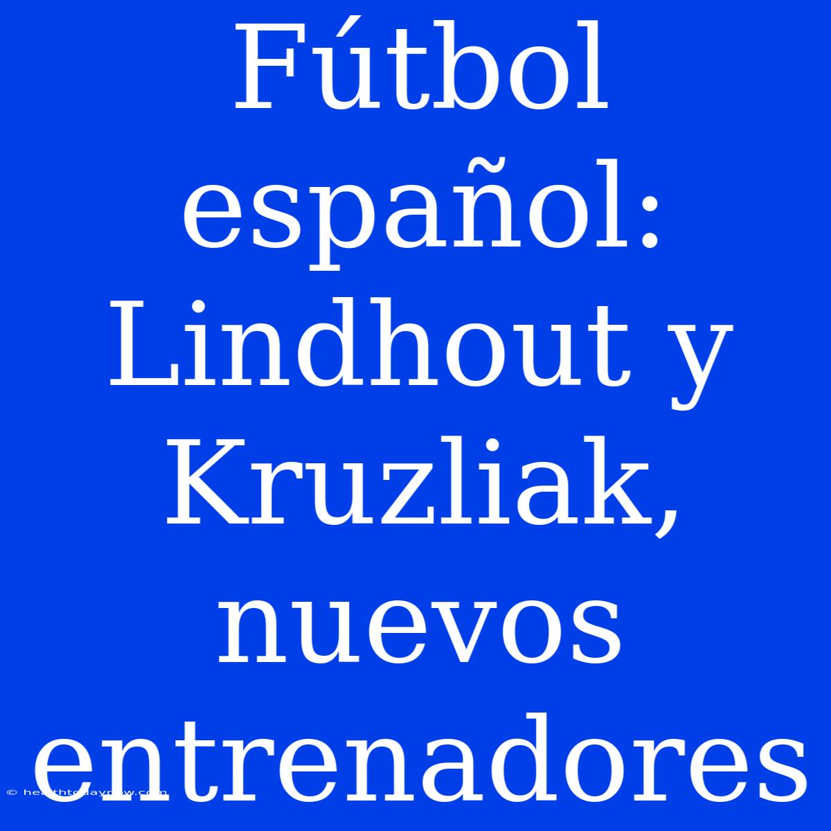 Fútbol Español: Lindhout Y Kruzliak, Nuevos Entrenadores