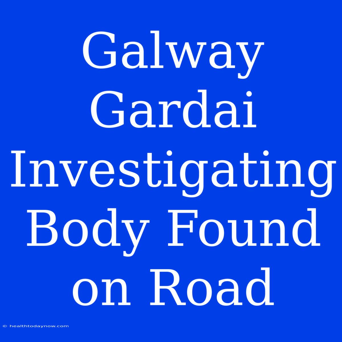 Galway Gardai Investigating Body Found On Road