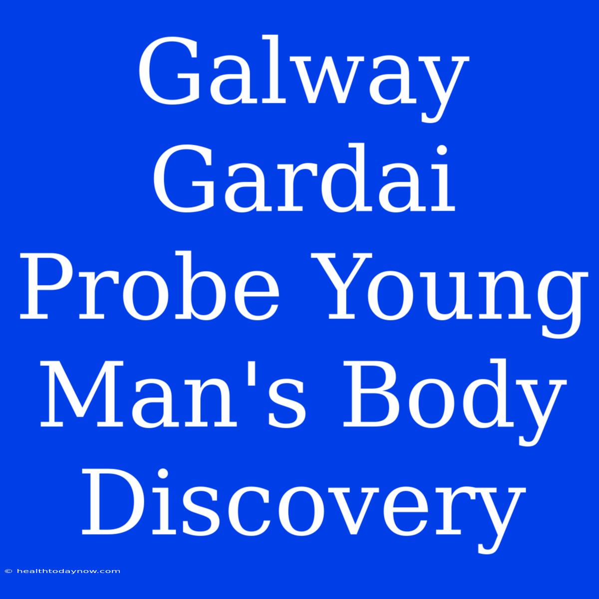 Galway Gardai Probe Young Man's Body Discovery