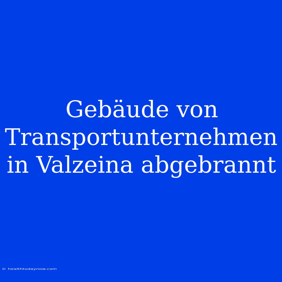 Gebäude Von Transportunternehmen In Valzeina Abgebrannt