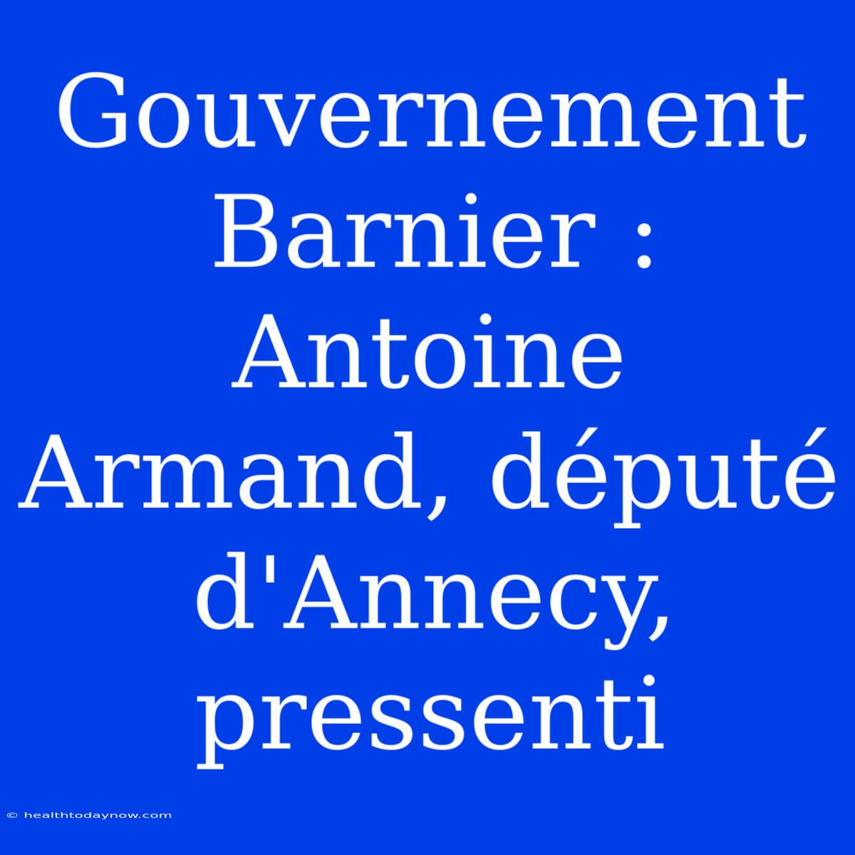 Gouvernement Barnier : Antoine Armand, Député D'Annecy, Pressenti