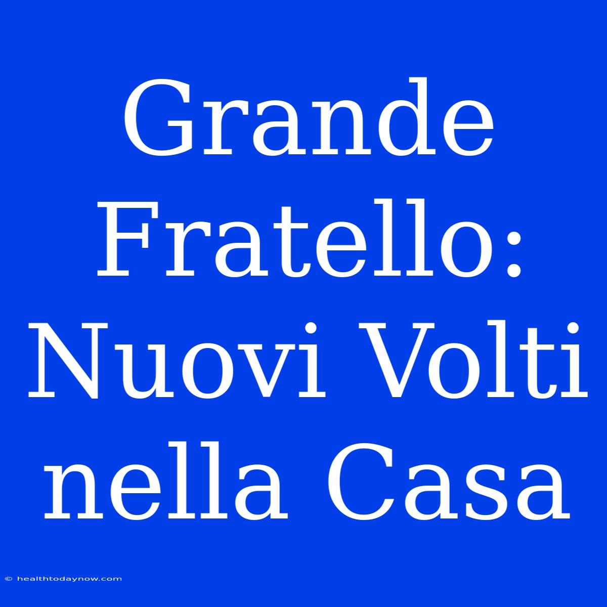 Grande Fratello: Nuovi Volti Nella Casa