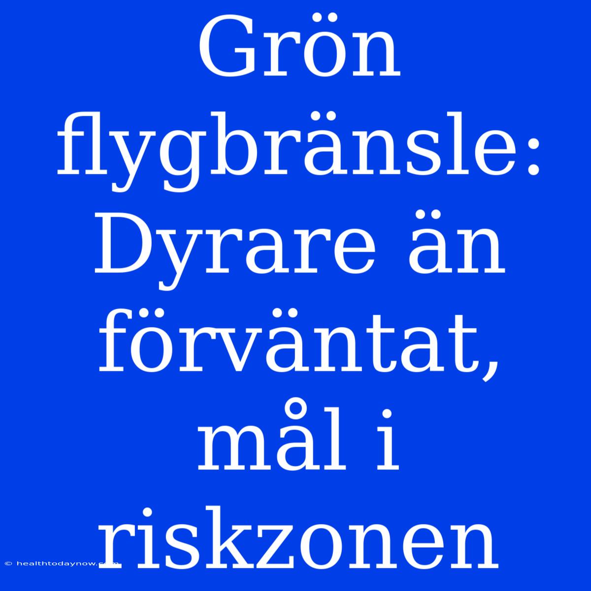 Grön Flygbränsle: Dyrare Än Förväntat, Mål I Riskzonen