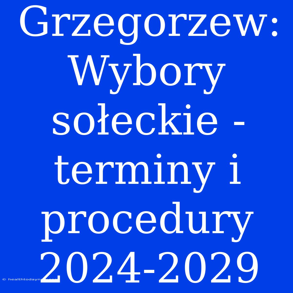 Grzegorzew: Wybory Sołeckie - Terminy I Procedury 2024-2029