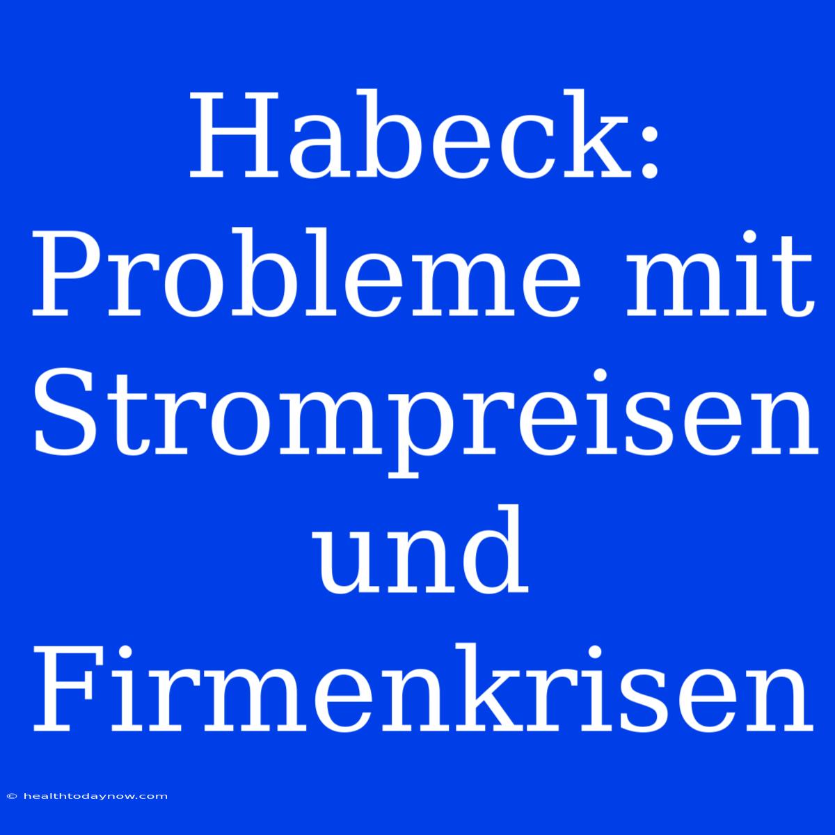 Habeck: Probleme Mit Strompreisen Und Firmenkrisen